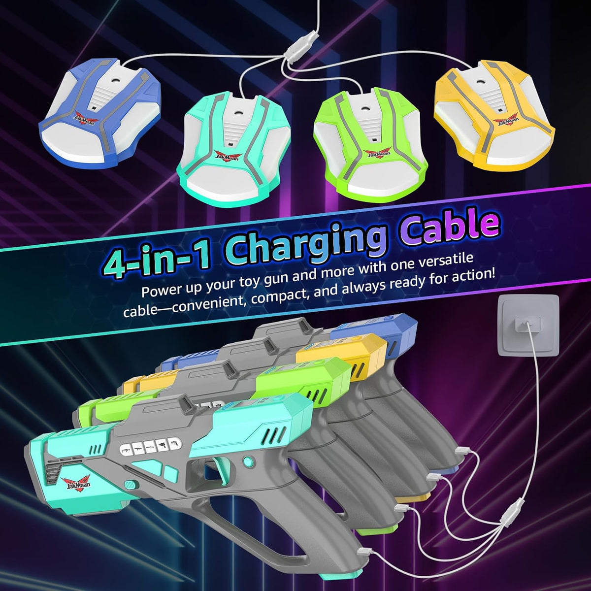 Rechargeable Laser Tag Set with Vests - 4 Gray / 4 - image 4