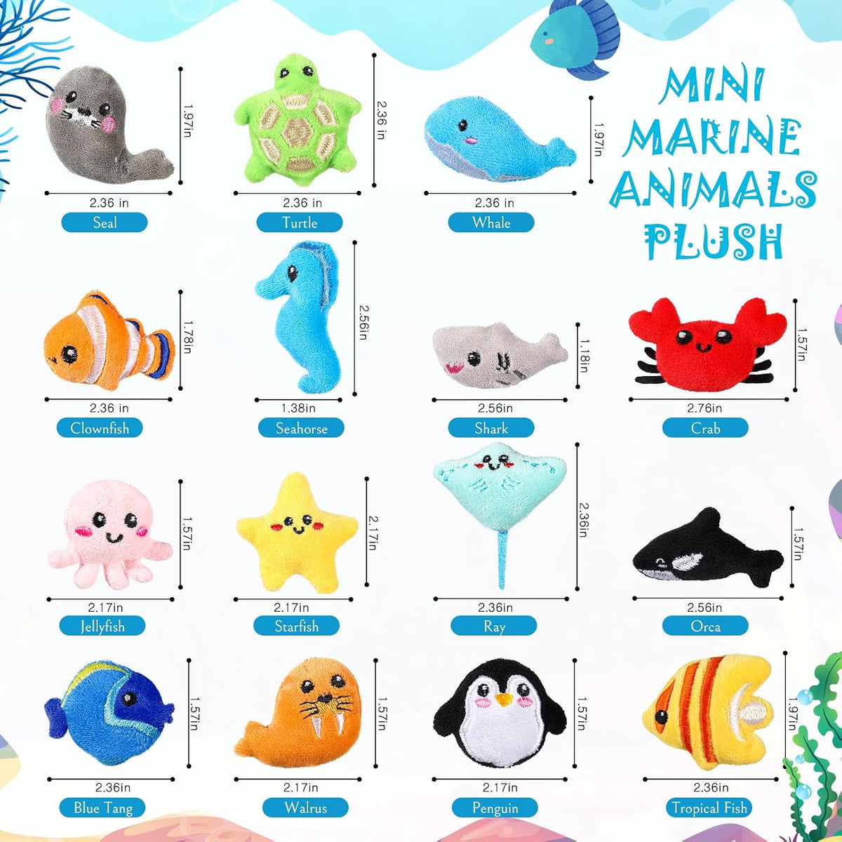 Libima 150 Pcs Mini Stuffed Animals Keychain, Plush Toys - 150 / Sea Life - image 3