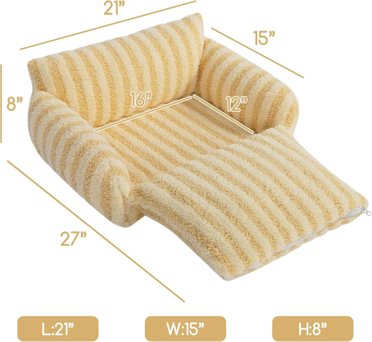 Hollypet Cat Bed Small Dog Orthopedic Couch Beds for Pets up to – Essentials for Cats - 21"L x 15"W x 8"Th / Yellow - image 3