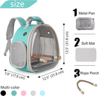 Small Bird Travel Backpack Carrier Cage - Green / Clear Bubble + Tray - image 2