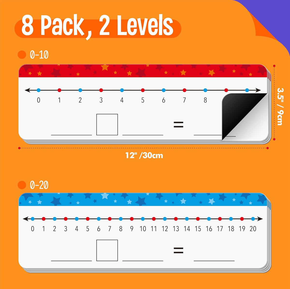 SpriteGru number line dry erase boards with 0-10 and 0-20 lines and colorful star print - view 17