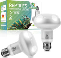 Reptile Heat Lamp Bulbs, Simulate Natural Sunlight Heat Light Bulb, 2 Pack 100W Amphibian Terrarium - Intense Light / 2*75