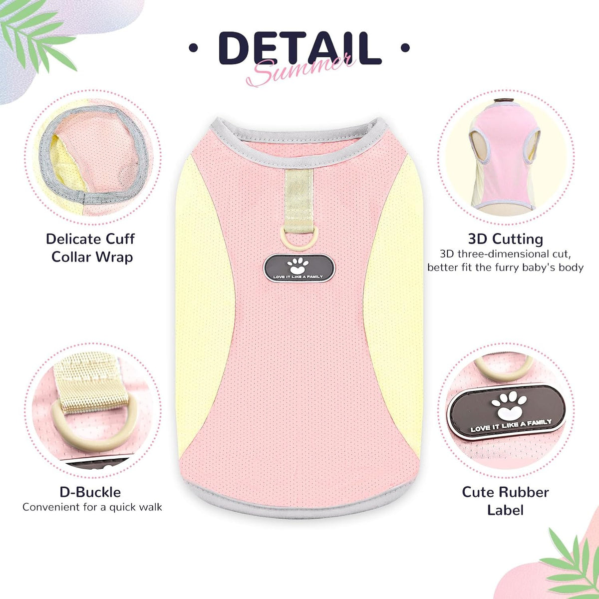 3 Pack Dog Cooling Vest with D-Ring Dog Tshirt Sun Protection Small - 1Pack Pink / X-large - image 3