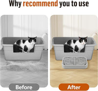 Litter Box Step, Cat Step/Ramp/Catcher with Filter Function, Easy to Clean, Filter Pedal Ideal for Kitten & Elderly Cats (Light Grey)