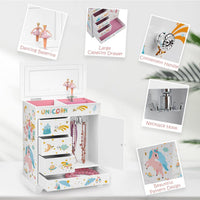 Jewelry Box for Girls 8.9 x 4.92 x 10.98 inch Large 5 Layer Music Box - White - image 2
