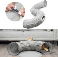 AUOON Cat Play Tunnel - Round Cat Tunnel with Bed | Interactive Cat Toys for Indoor Cats Kitten Kitty Puppy Rabbit Ferret (Light Grey)