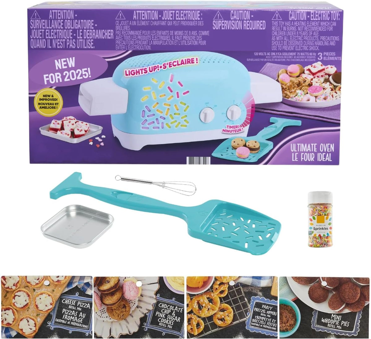 Easy Bake Oven baking bundle with oven, pan, whisk, mixes and rainbow sprinkles