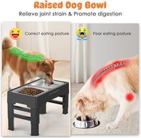 URPOWER Raised Dog Bowls 4 Height Adjustable Elevated Bowl Stand – Essentials for Dogs - Carbon Black - image 3