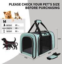 Cat Dog Carriers Soft-Sided - 17.0"L x 11.0"W x 11.0"H / green - image 4