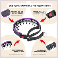 Martingale No Pull Dog Collar for Large Medium Small Dogs - L (19"-26" Neck, 1.5" Wide) / Black Purple - image 3