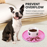 Silicone Pet Food Mat - Waterproof Dog & Cat Feeding Mat with High Lip to Prevent Spills & Protect - Pink - image 3
