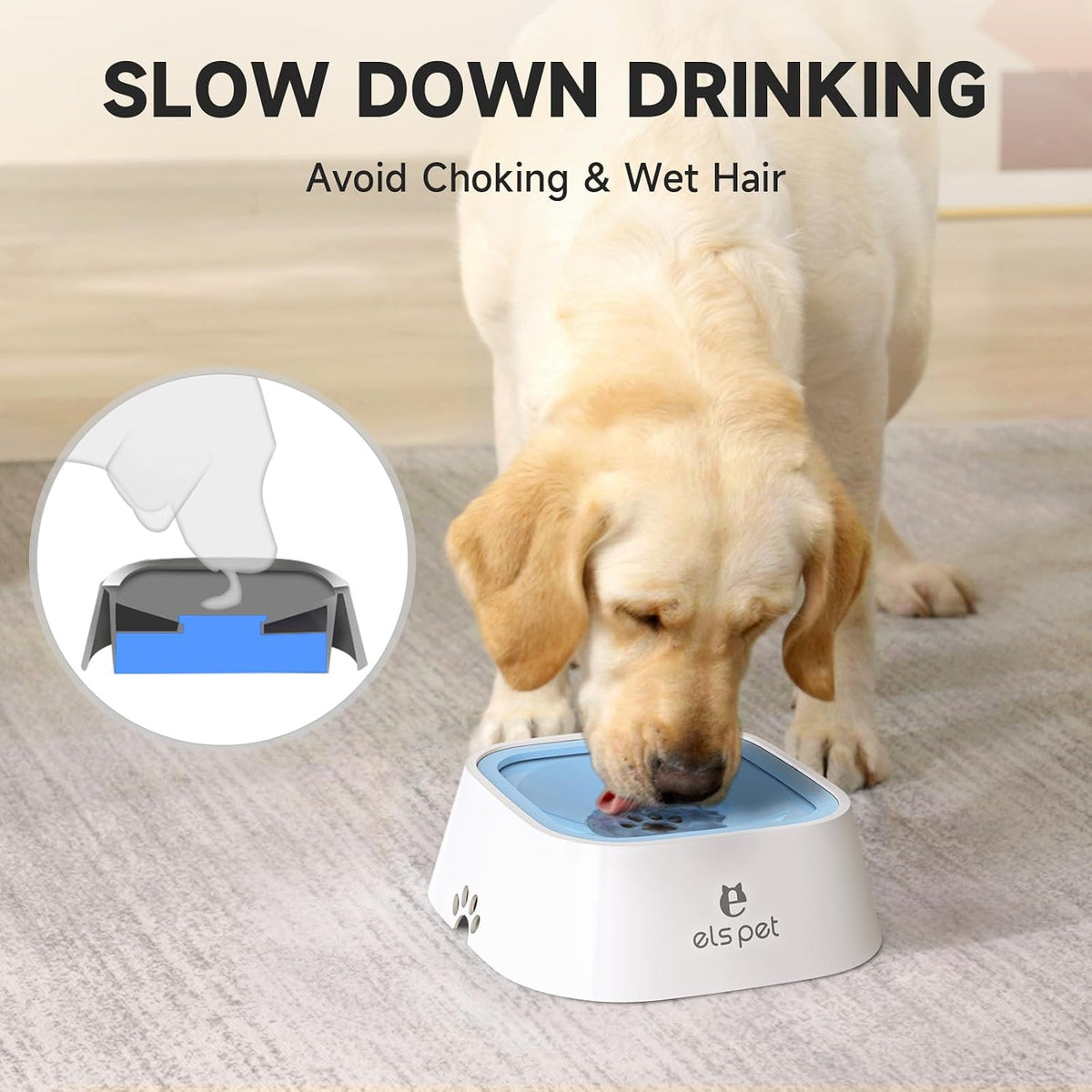 ELS PET No Spill Dog Cat Bowl 35oz 1L Anti Slip Travel Water - 1L / Blue - image 2