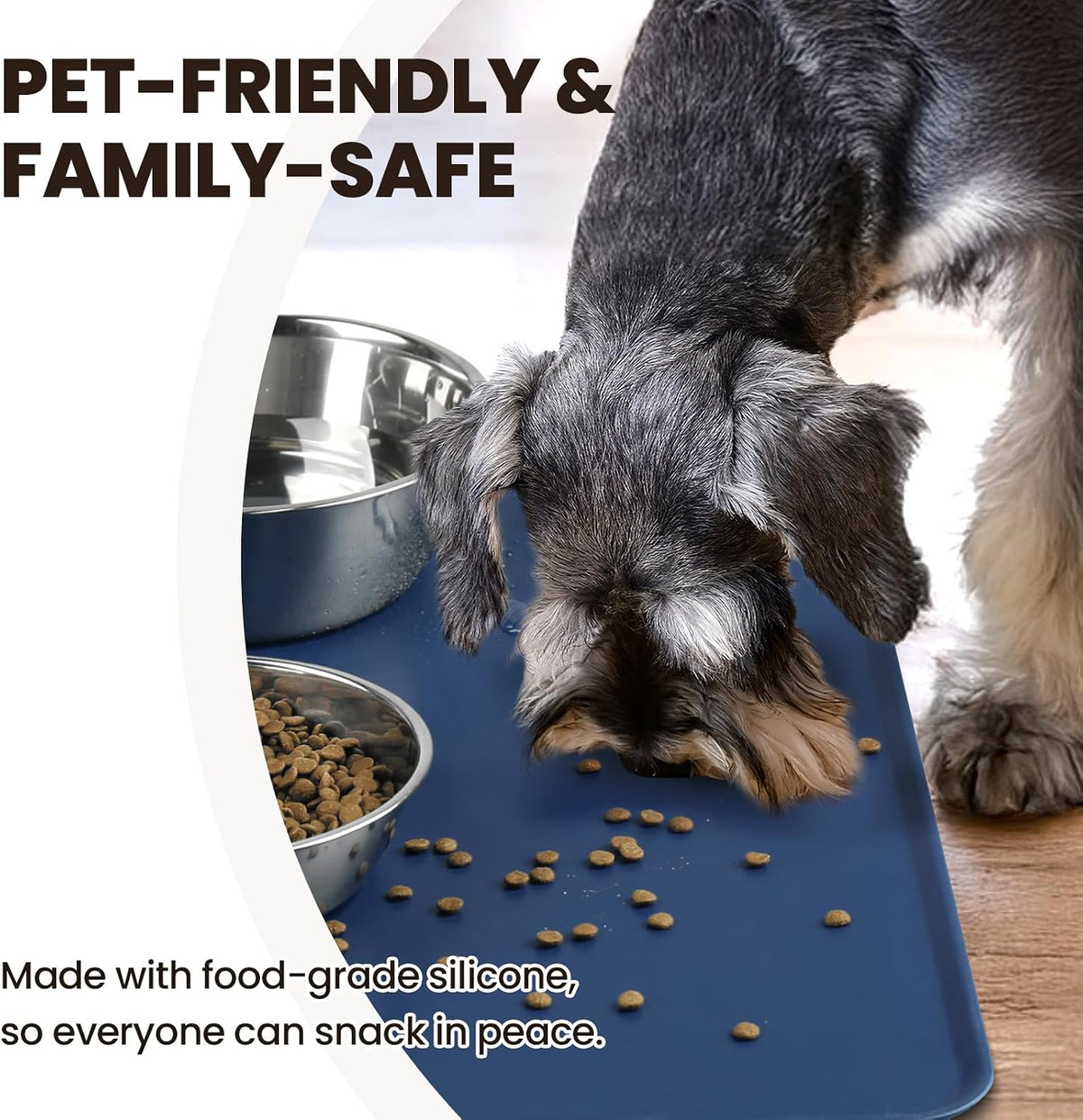 VIVAGLORY Pet Food Mat Flexmat Dog Bowl Mat, S - Navy Blue / L (24.0 x 15.7in) - image 3