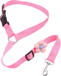 YAOHDAO Dog Seat Belt Harness for Car - Pink with Flowers