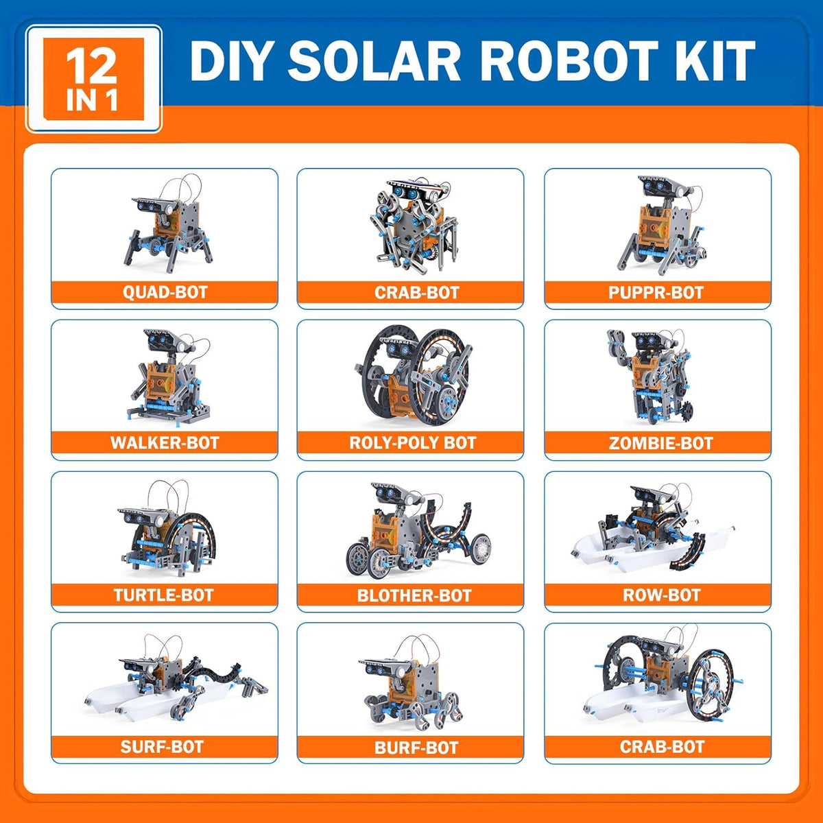 Solar Robot Building Kit, 12-in-1 STEM Robotic Toys for Kids Age 8-12 – Fun for Kids & Family - Grey - image 3