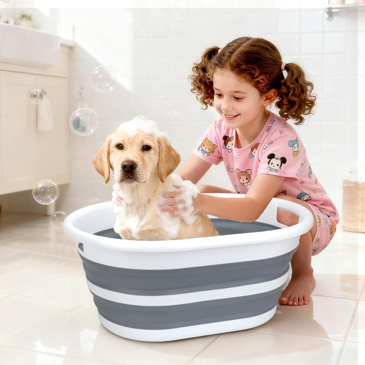 Collapsible Dog Bathtub, Portable Pets Bathing Tub for Puppy Cats, Gray – Essentials for Dogs - Small / Grey - image 2