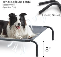 Love's cabin Elevated Cooling Dog Bed for Large Dogs, Portable Indoor & Outdoor Raised Pet Dog Cat Cot, Durable Summer Frame with Breathable Mesh, Grey, 48 inches