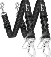 SlowTon Dog Seatbelt, 2 Pack Adjustable Heavy Duty Dog Safety Seat Belt – Essentials for Dogs - Black / Seatbelt Clip + Carabiner