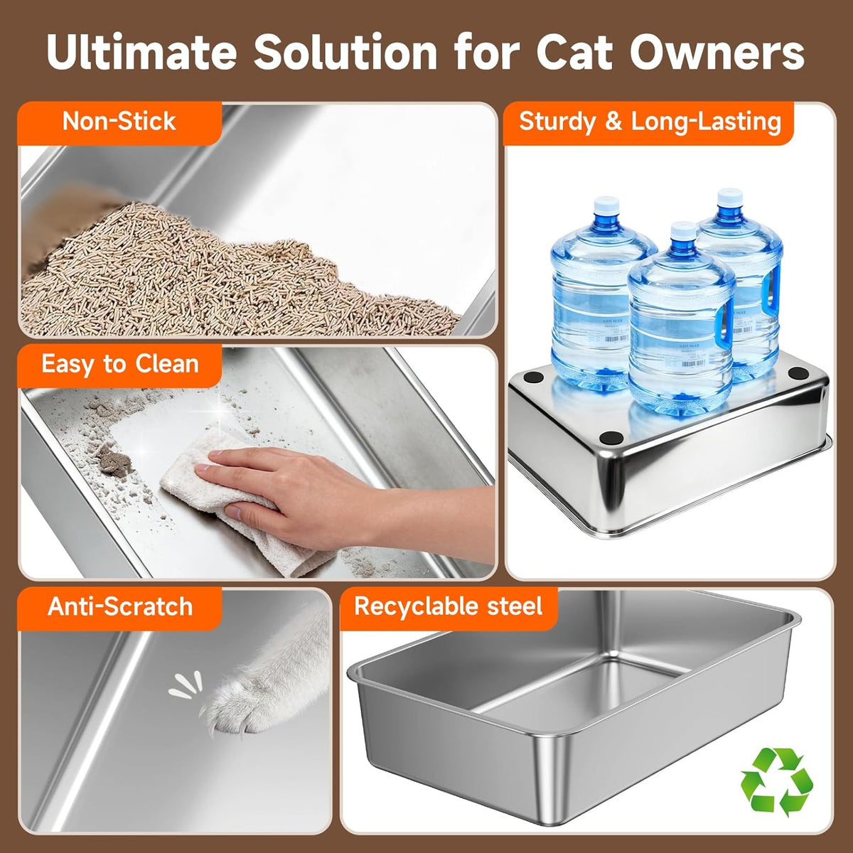 Stainless Steel Cat Litter Box with Lid - Black / XL / 1 - image 4