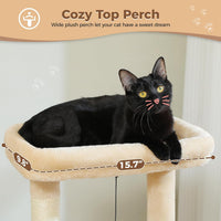 PEQULTI Small Cat Tree Tower for Indoor Cats - Beige / L(15.8"L x 15.8"W x 33"H) - image 3