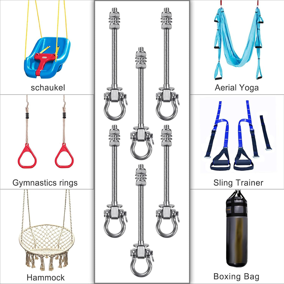SELEWARE stainless steel swing hangers 2 pack, heavy duty eye hooks for wood beams - view 16