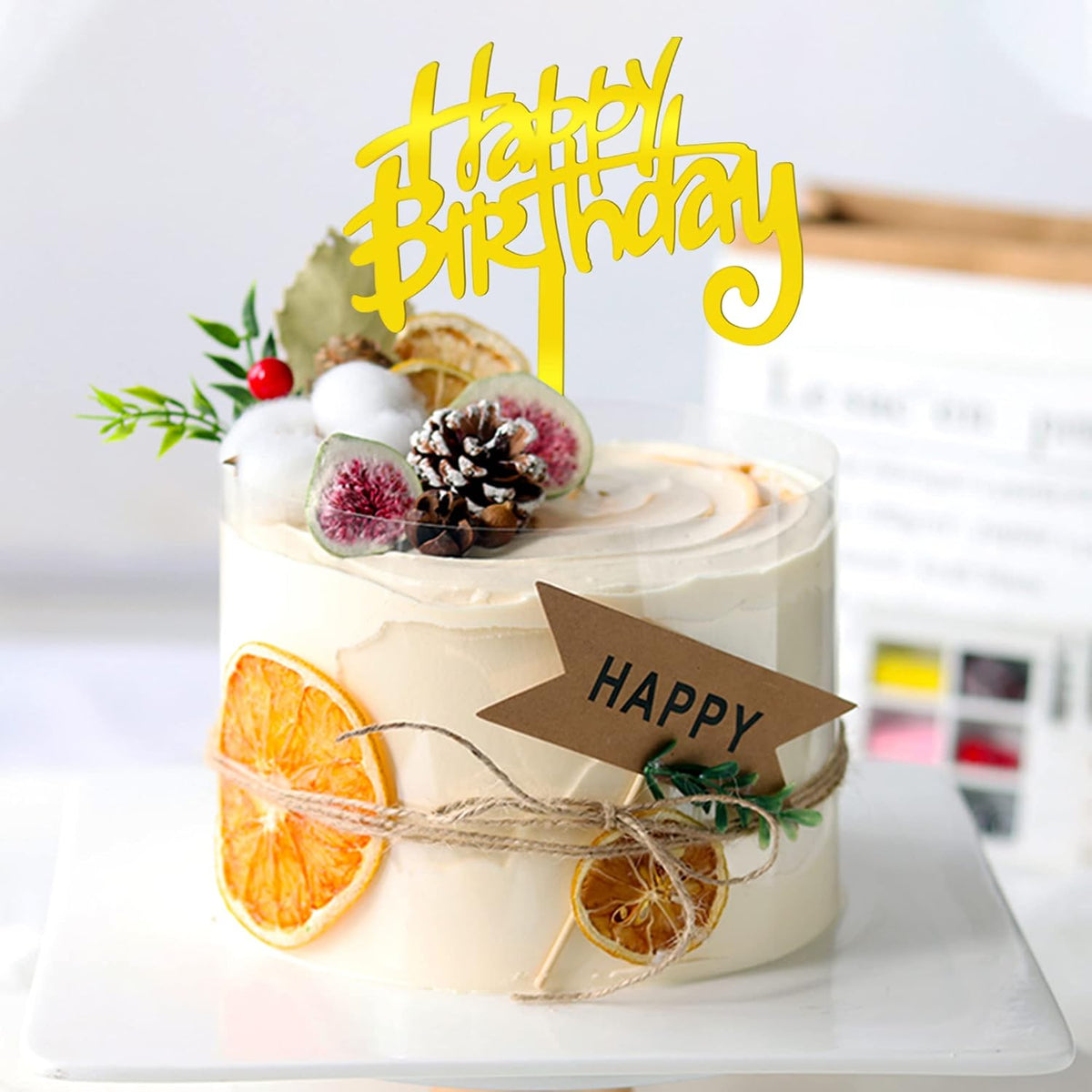 10 PCS Black Happy Birthday Cake Topper Acrylic Cupcake Topper - Gold&silver&black&rose Gold - image 4