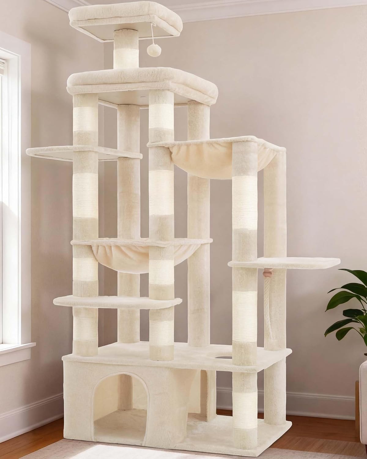 Heybly Heavy Duty Cat Tree with Large Base for Large Indoor Cats - Beige / XL