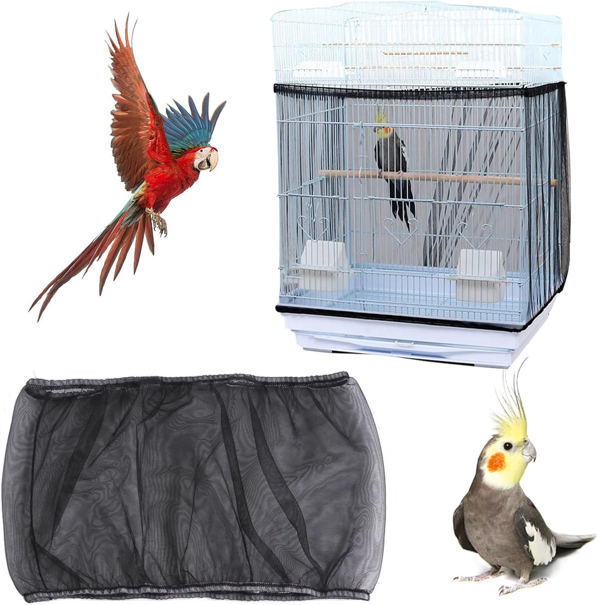Adjustable Bird Cage Netting - Black / Circumference 59″-87″, height 15.7″