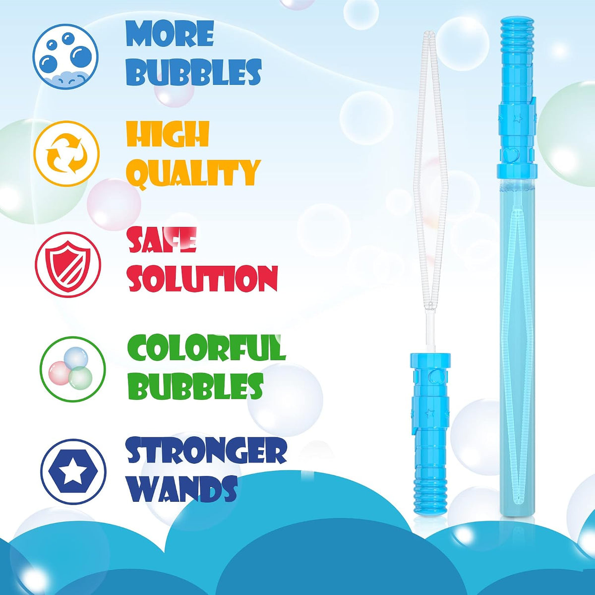 Inscraft 40 pack 14 inch big bubble wands in 8 colors - view 4