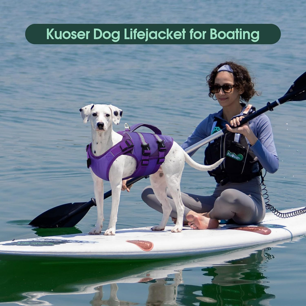 Kuoser Dog Life Jacket, High Flotation Dog Life Vest for Swimming Boating – Essentials for Dogs - High‑Vis Purple / M (Chest Girth:20.47-25.2'') - image 3