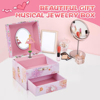 Girls Musical Jewelry Box with Drawer and Spinning Ballerina - Pink flower ballerina - image 3