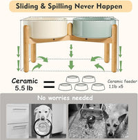 Wordcam Raised Ceramic Dog Bowls with Stand,Elevated Dog Dish, Pet Food and Water Feeder Set for Large Sized Dogs(9.4''High-60 Oz-7.6 Cups)