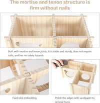 Wooden Hamster Platform and Dwarf Hamster House,Cute Syrian Hamster Tiny House Hideout,Large Balcony Lookout Holes,for Dwarf Gerbils and Mouse Mice Rat Other Small Animals(F)