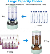 Automatic Cat Feeder and Water Dispenser with Stainless Steel Bowl - Stainless Steel-Green - image 3
