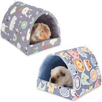 UPINS 2 Pack Guinea Pig Hideout, Washable Small Animal House Bed – Daily Care for Small Pets - 9.84 x 9.84 inch / Grey Dark Blue