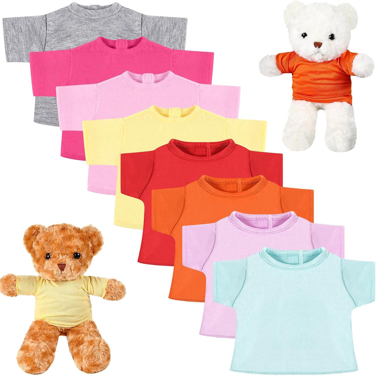 Jecery 8 piece stuffed bear shirts in assorted colors for sublimation - view 3