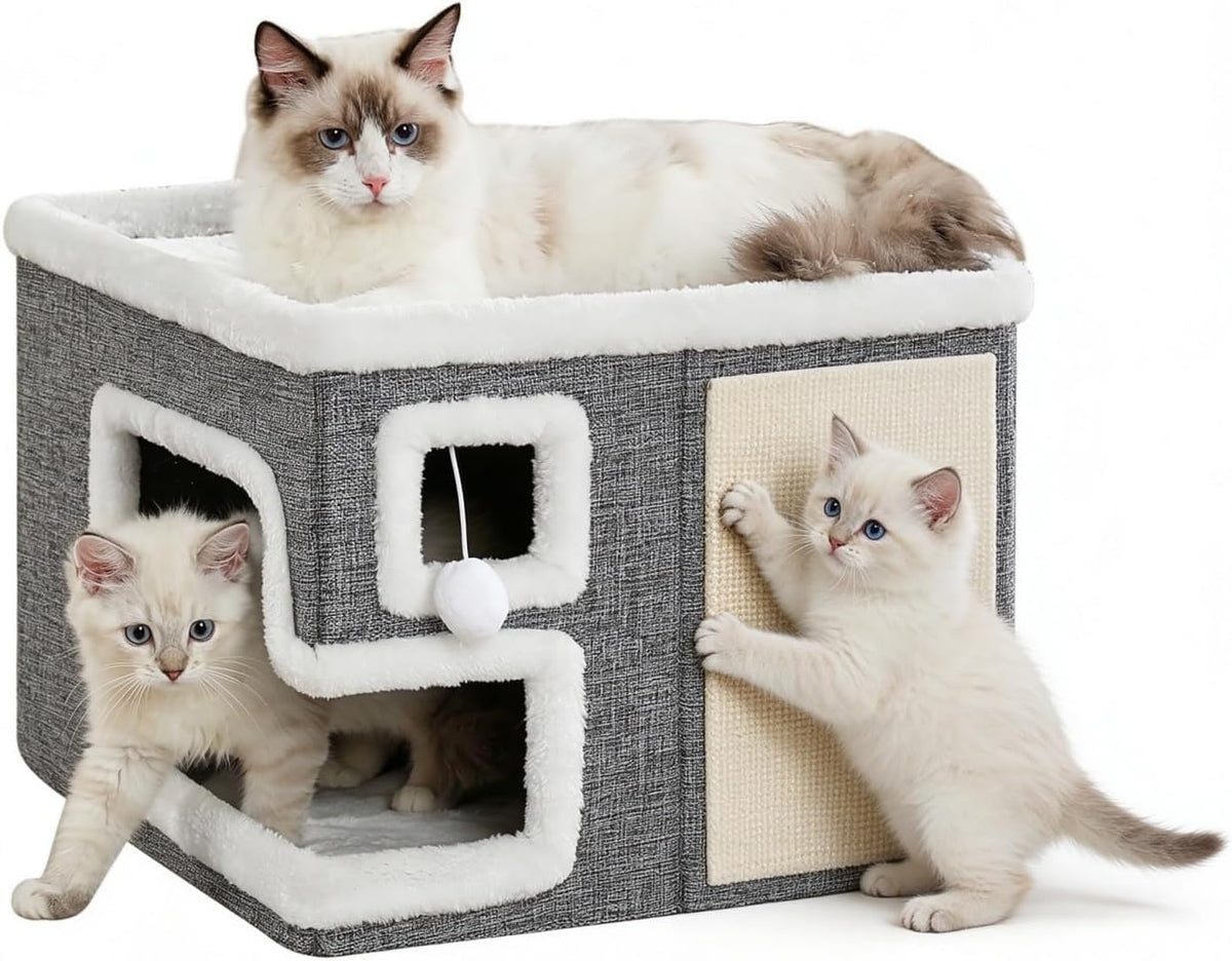 Cat Houses for Indoor Cats - Grey / Large