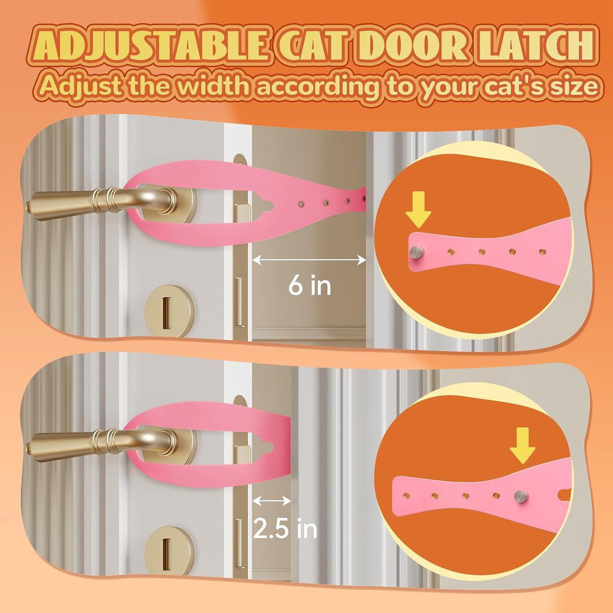 TGIOW Cat Door Latch, Cat Door Stopper Keep Open 2.5-6", White - 2pcs-pink - image 3