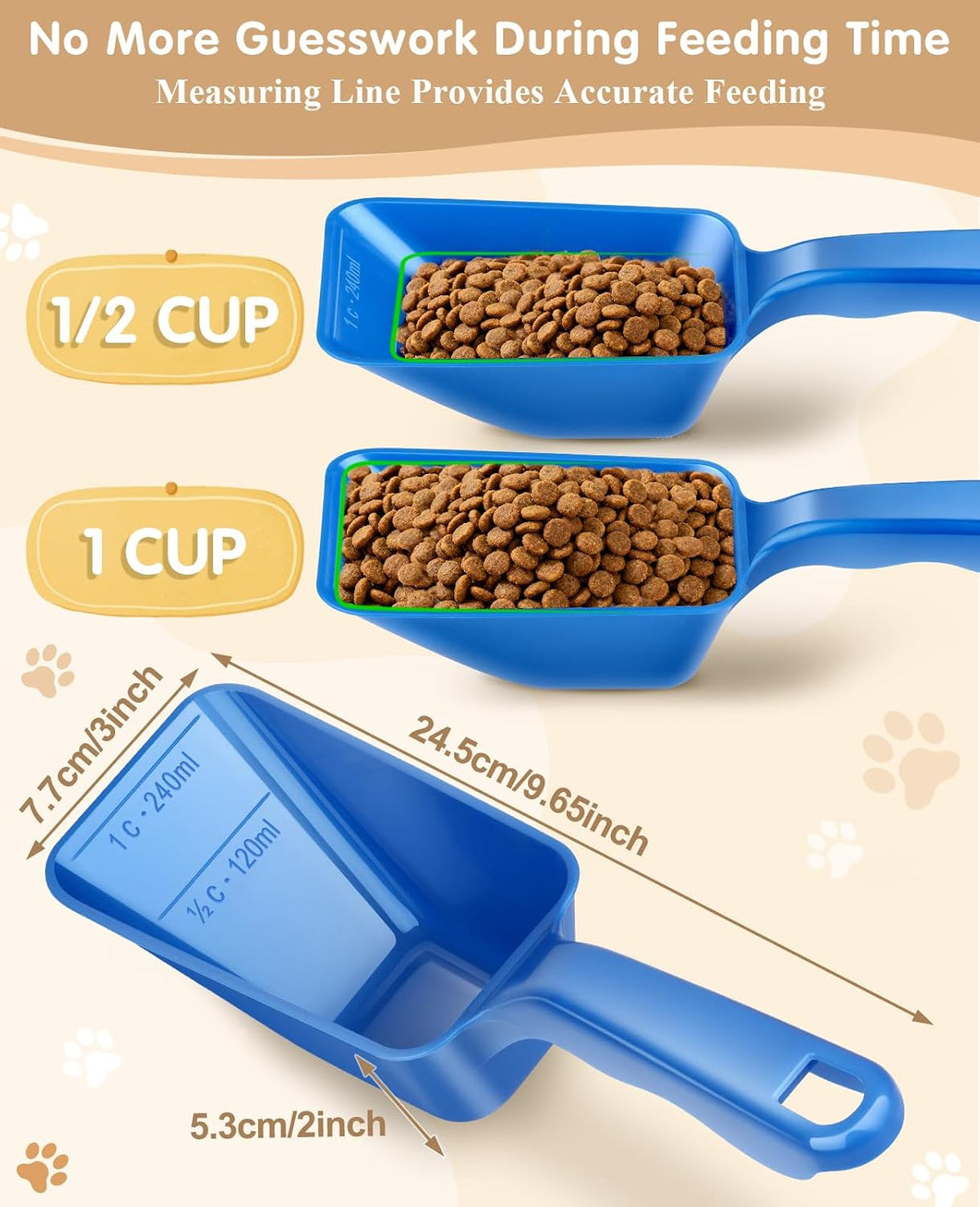 2-Pack Dog Food Scoop 1 Cup - Blue - image 3