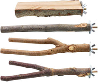 4 Pack Natural Wood Bird Perch Set for Parakeet Cage – Essentials for Birds - 4 Pcs - Classic Wood Set (For Small/Medium Birds)