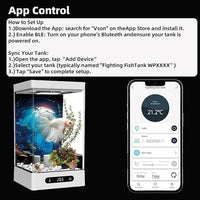Betta Fish Tank, Smart Automatic Heating, Easy Water Change Valve, and Energy-Efficient LED Lighting - Perfect for Office, Home, and Bedrooms