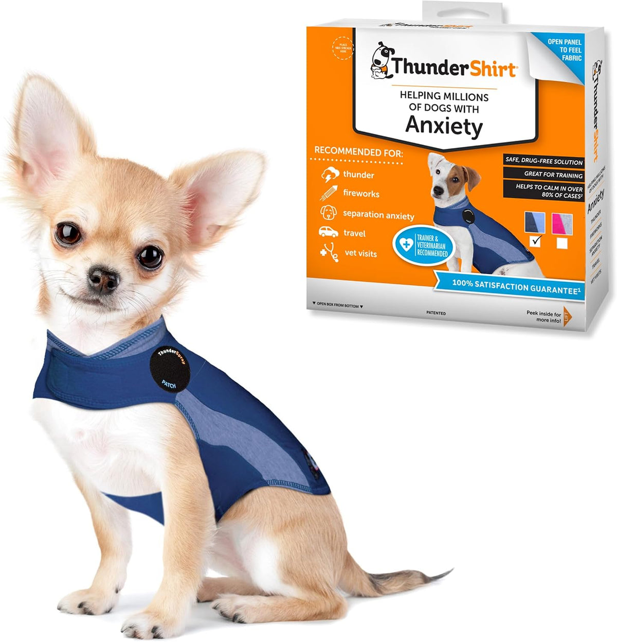 ThunderShirt for Dogs Calming Anxiety Vest, XX Large, Blue Polo – Essentials for Dogs - Blue / XX-Small