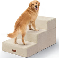 Dog Stairs for Large Dogs 18" H - Beige / 3-Step 18" H