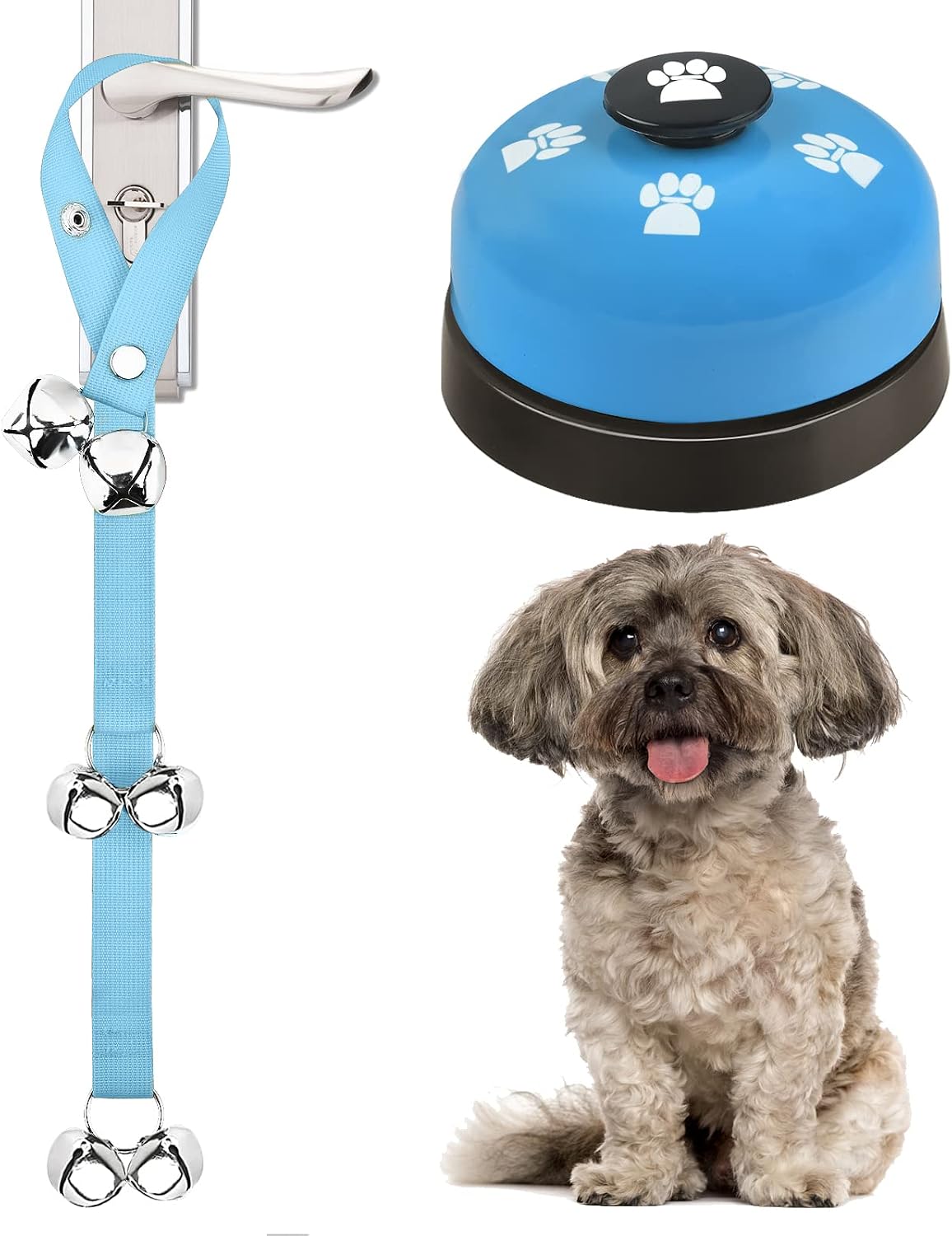 2 Pack Dog Doorbells, Pet Training Bells for Go Outside Potty Training and Communication Device - Light Blue