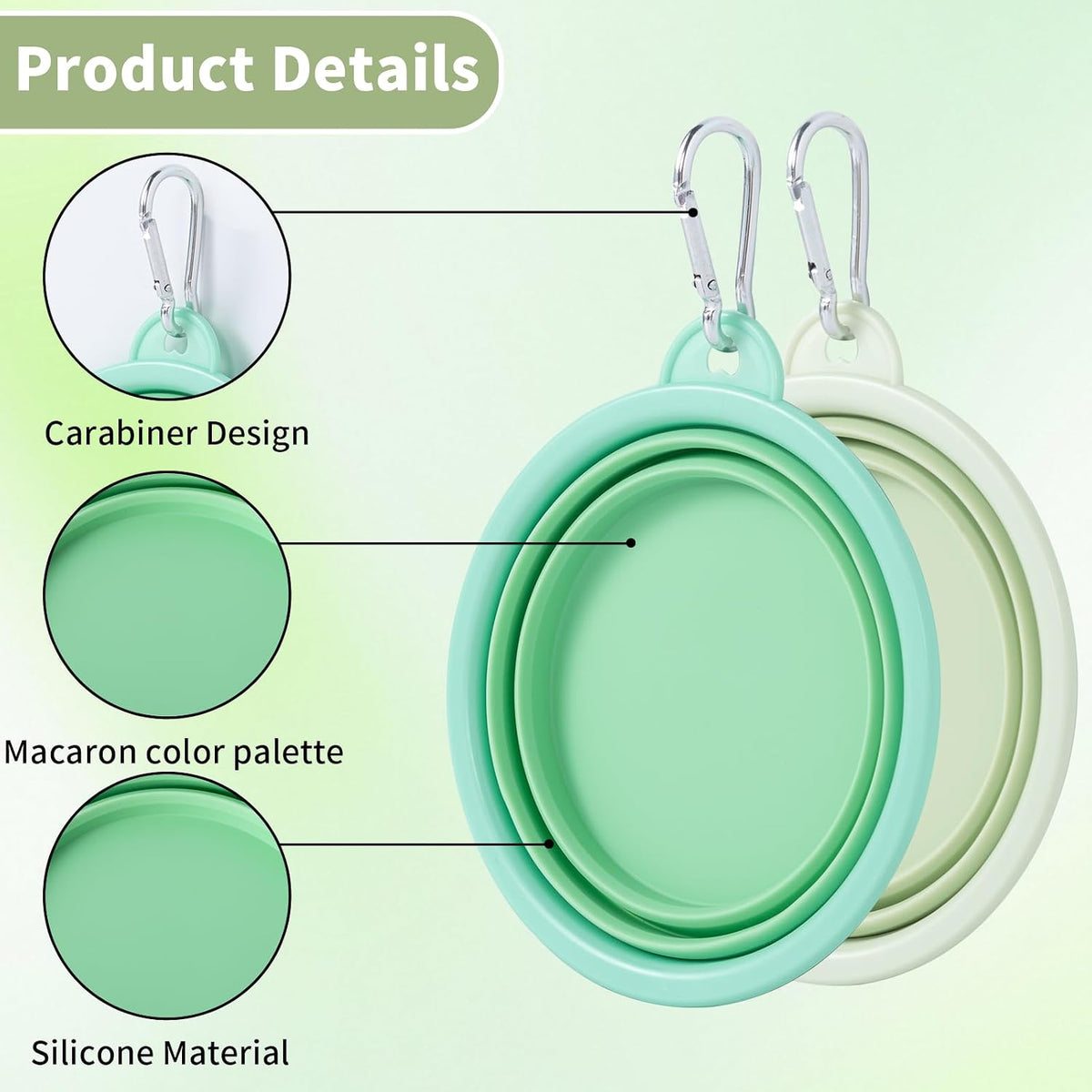 SLSON Collapsible Dog Bowl Silicone - Macaron Light Green and Light Yellow / Small - image 3