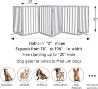 ZJSF Freestanding Indoor Dog Gate for House Foldable Wood Puppy Gate for Doorways Pet Gate for Stairs Extra Wide Pet Fence, Grey, 32" Height 6 Panels