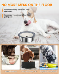 No Spill Dog Water Bowl, 1.5L Stainless Steel Slow Drinking Water Dish Dispenser, Spilling Drip - 1.5L - image 3