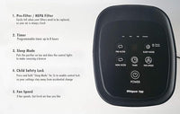 Whirlpool, WPT60B Whispure True Hepa Air Purifier, Activated Carbon Advanced Anti-Bacteria, Ideal for Allergies, Odors, Pet Dander, Mold, Smoke, Wildfire, and Germs, Medium, Black