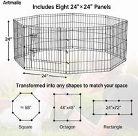 Puppy Pet Playpen 8 Panel 24 Inch Indoor Outdoor Metal Portable - 24"H x 24"W, 8 Panels - image 4