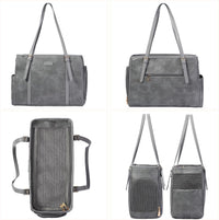 Fashion Dog Purse Pet Carrier Leather Bag for Small Dogs Cats Puppy - Grey - image 3